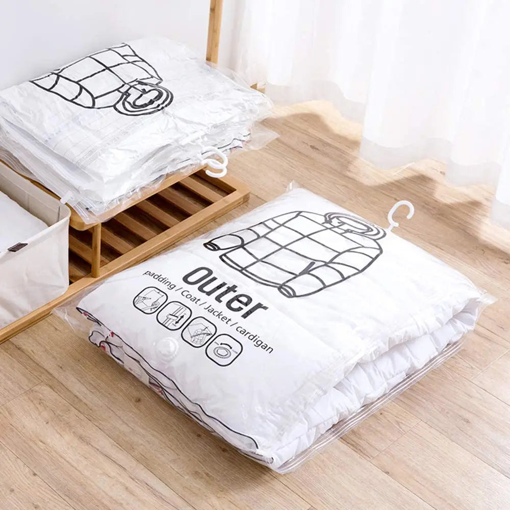 Hanging Vacuum Storage Bag Seal Storage Clothing Bags for Suits, Dress Coats or Jackets, Closet Organizer
